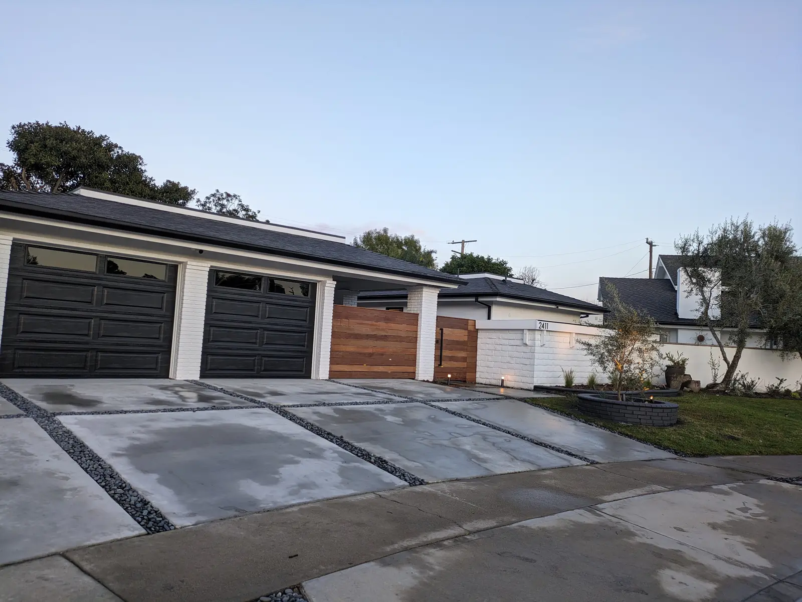 Modern Concrete Driveway & Lighting project